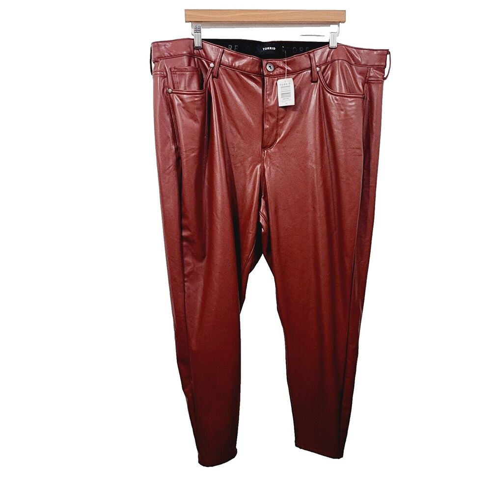 Torrid Perfect Skinny Faux Leather Mid Rise Pant NWT Root Beer Plus Size 24R